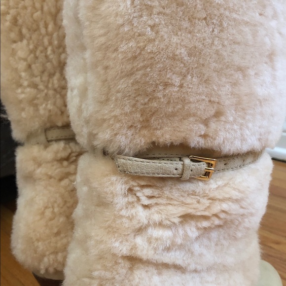 Lauren Ralph Lauren Tan Faux Shearling Heeled Boots Size 8 - Picture 10 of 13